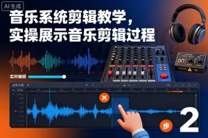 音乐系统剪辑教学，实操展示音乐剪辑过程-柯南聊项目