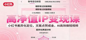 高净值IP变现课：小红书差异化定位，文案点赞成金， AI高效做短视频-柯南聊项目