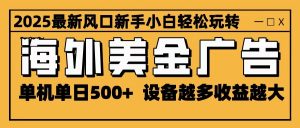 2025最新风口 海外美金广告 单机单日500+ 可无限放大 设备越多收益越大 轻松上手-柯南聊项目