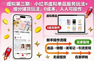 虚拟第三期：小红书虚拟单品服务玩法+细分铺货玩法，0成本，人人可操作-柯南聊项目