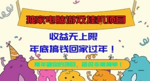 独家电脑游戏挂G项目，常年稳定，收益无上限，年底搞钱回家过年【揭秘】-柯南聊项目