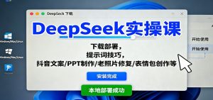 DeepSeek实操课：下载部署，提示词技巧，抖音文案/PPT制作/老照片修复/表情包创作等-柯南聊项目