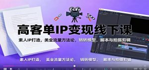 高客单IP变现线下大课：素人IP打造，美业流量方法论，销转模型，脚本与拍摄剪辑-柯南聊项目