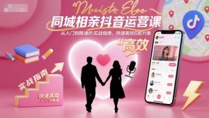 同城相亲抖音运营课，从入门到精通的实战指南，快速高效匹配对象-柯南聊项目