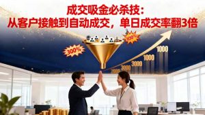 吸金成交营销必杀技：从客户接触到自动成交，单日成交率翻3倍-柯南聊项目