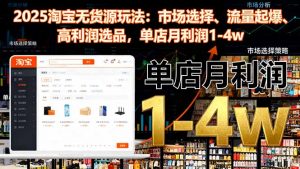 2025淘宝无货源玩法：市场选择、流量起爆、高利润选品，单店月利润1-4w-柯南聊项目