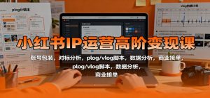 小红书IP运营高阶变现课：账号包装，对标分析，plog/vlog脚本，数据分析，商业接单-柯南聊项目