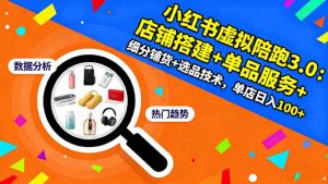 小红书虚拟陪跑3.0：店铺搭建+单品服务+细分铺货+选品技术，单店日入100+-柯南聊项目