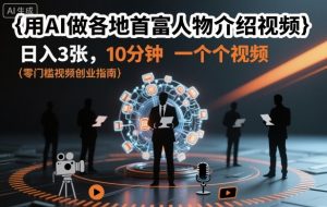 用AI做各地首富人物介绍视频，日入3张，10分钟一个视频-柯南聊项目