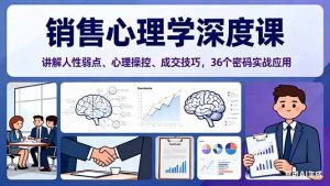 销售心理学深度课,讲解人性弱点、心理操控、成交技巧,36个密码实战应用-柯南聊项目