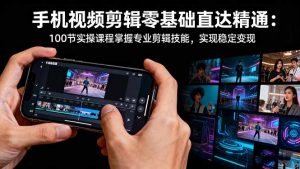 手机视频剪辑零基础直达精通：100节实操课程掌握专业剪辑技能，实现稳…-柯南聊项目