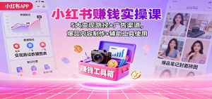 小红书赚钱实操课：5大变现路径+广告渠道，爆品内容制作+辅助工具使用-柯南聊项目