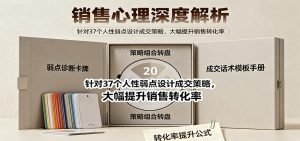 销售心理深度解析：针对37个人性弱点设计成交策略，大幅提升销售转化率！-柯南聊项目