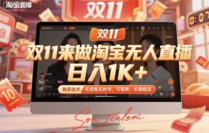 双11来做淘宝无人直播，日入1K+，独家技术，无违规无封号，可矩阵，长期稳定【揭秘】-柯南聊项目