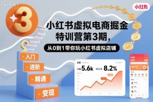 小红书虚拟电商掘金特训营第3期，从0到1带你玩小红书虚拟店铺-柯南聊项目