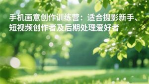 手机摄影之画意创作训练营：适合摄影新手、短视频创作者及后期处理爱好者-柯南聊项目