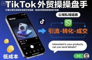 TikTok外贸操盘手，打通公域引流到私域成交全链路，低成本获取高质量海外询盘-柯南聊项目