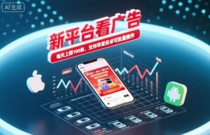 新台看广告，养好机一条5毛到5块，单机日入30到100，支持苹果安卓，可批量操作。-柯南聊项目