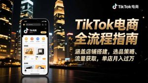 TikTok电商全流程指南，涵盖店铺搭建、选品策略、流量获取，单店月入过万-柯南聊项目