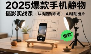 2025爆款手机静物摄影实战课，从构图到布光，不用贵设备，AI辅助出片-柯南聊项目