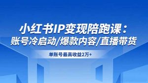 小红书IP变现陪跑课：账号冷启动/爆款内容/直播带货，单账号最高收益2万+-柯南聊项目