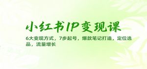 小红书IP变现课：6大变现方式，7步起号，爆款笔记打造，定位选品，流量增长-柯南聊项目