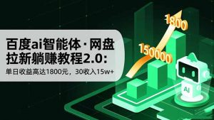 百度ai智能体·网盘拉新躺赚教程2.0：单日收益高达1800元，30收入15w+-柯南聊项目