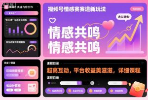 视频号情感赛道新玩法，超高互动，平台收益美滋滋，详细课程-柯南聊项目