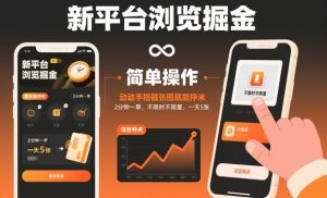 新平台浏览掘金，动动手指截张图就能挣米，2分钟一单，不限时不限量，一天5张【揭秘】-柯南聊项目