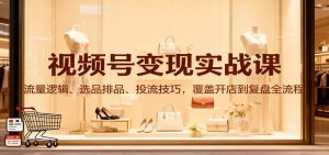 视频号变现实战课：流量逻辑、选品排品、投流技巧，覆盖开店到复盘全流程-柯南聊项目