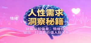 人性需求洞察秘籍，破解认知偏差，情绪价值输出，打造高价值人际关系-柯南聊项目