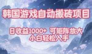 韩国游戏自动搬砖项目，日收益1k+，可矩阵放大，小白轻松入手【揭秘】-柯南聊项目