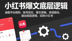 小红书爆文底层逻辑，涵盖平台规则、账号定位、爆文逻辑、变现路径，撬动底层逻辑，玩转小红书-柯南聊项目