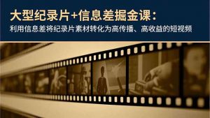 大型纪录片+信息差掘金课：利用信息差将纪录片素材转化为高传播、高收益的短视频-柯南聊项目