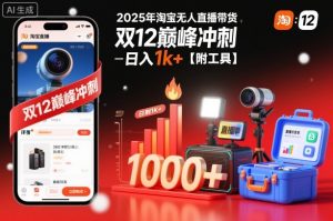 2025年淘宝无人直播带货，冲刺双12，日入1k+【附工具】【揭秘】-柯南聊项目