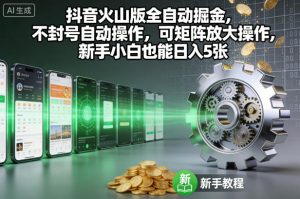 抖音火山版全自动掘金,不封号自动操作,可矩阵放大操作,新手小白也能日入5张【揭秘】-柯南聊项目