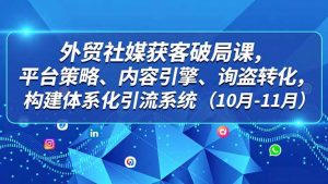 外贸 社媒获客破局课，平台策略、内容引擎、询盘转化，构建体系化引流系统(10月-11月-柯南聊项目