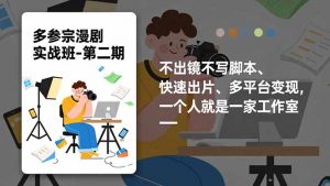 多参 宗漫剧实操班2.0-更新,不出镜不写脚本、快速出片、多平台变现,一个人就是一家工作室-柯南聊项目