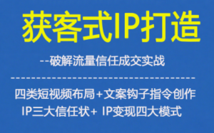 获客型IP打造,破解流量信任成,四类短视频布局+文案钩子指令创作IP三大信任状+IP变现四大模式-柯南聊项目