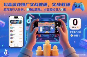 抖音游戏推广实战教程,游戏发行人计划,0粉丝变现,小白轻松日入3张-柯南聊项目