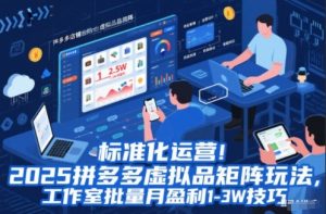 标准化运营！2025拼多多虚拟品矩阵玩法，工作室批量月盈利1-3W技巧【揭秘】-柯南聊项目