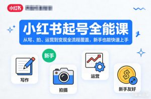 小红书起号全能课，从写、拍、运营到变现全流程覆盖，新手也能快速上手-柯南聊项目