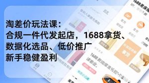 淘差价玩法课：合规一件代发起店，1688拿货、数据化选品、低价推广，新手稳健盈利(更新12月-柯南聊项目