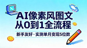 AI像素风图文从0到1全流程，新手友好，实测单月变现5位数-柯南聊项目