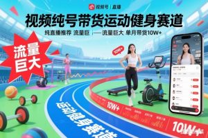 视频号带货运动健身赛道，纯直播推荐，流量巨大，单月带货10W+-柯南聊项目