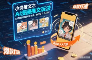 小说推文之AI漫画推文玩法，打造爆款漫画推文视频，稳定日入大几张-柯南聊项目