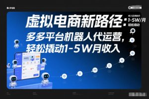 虚拟电商新路径：多多平台机器人代运营，轻松撬动1-5W月收入【揭秘】-柯南聊项目