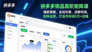 拼多多饰品高阶矩阵课，铺款策略、全站托管、店群布局，矩阵运营，打造月利润5万+店铺-柯南聊项目