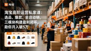 淘宝高阶运营私家课：选品、爆款、全店动销，三模块构建盈利闭环，助你月入破5万(更新12月-柯南聊项目