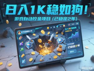 日入1K稳如狗！游戏自动挖金项目(已稳定2年)，永不失业的副业之选【揭秘】-柯南聊项目